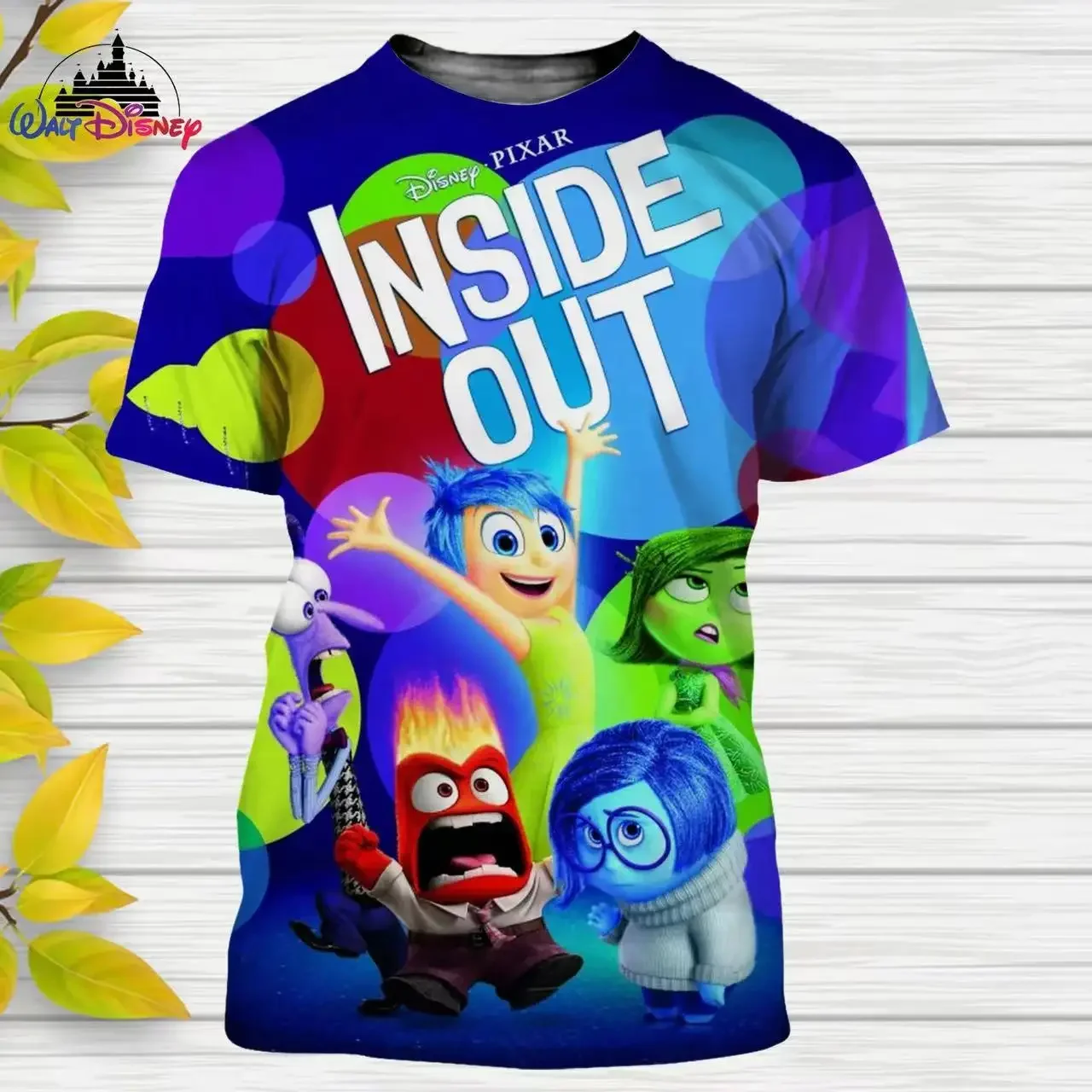 

Disney Inside Out Cartoon Movie Character Print Fashionable Childrens T-Shirt Sports Vibrant Short Sleeve for Boys and Girls Y2K