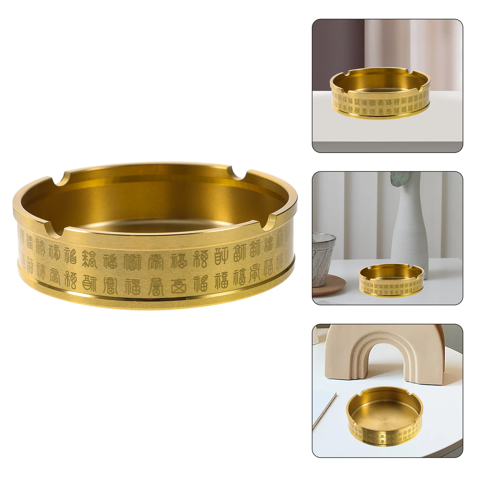 Ashtray Round Brass Tabletop Holder Office Household Metal Indoor Large Ashtrays Simple Living Room Ashtray For Outdoor