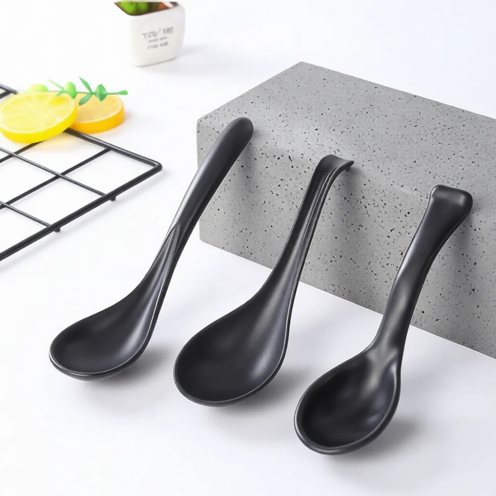 Cuillère à ramen japonaise en mélamine durable, grande louche à soupe, texture mate créative en forme de coquille de tortue, ustensiles de service de cuisine pour la restauration
