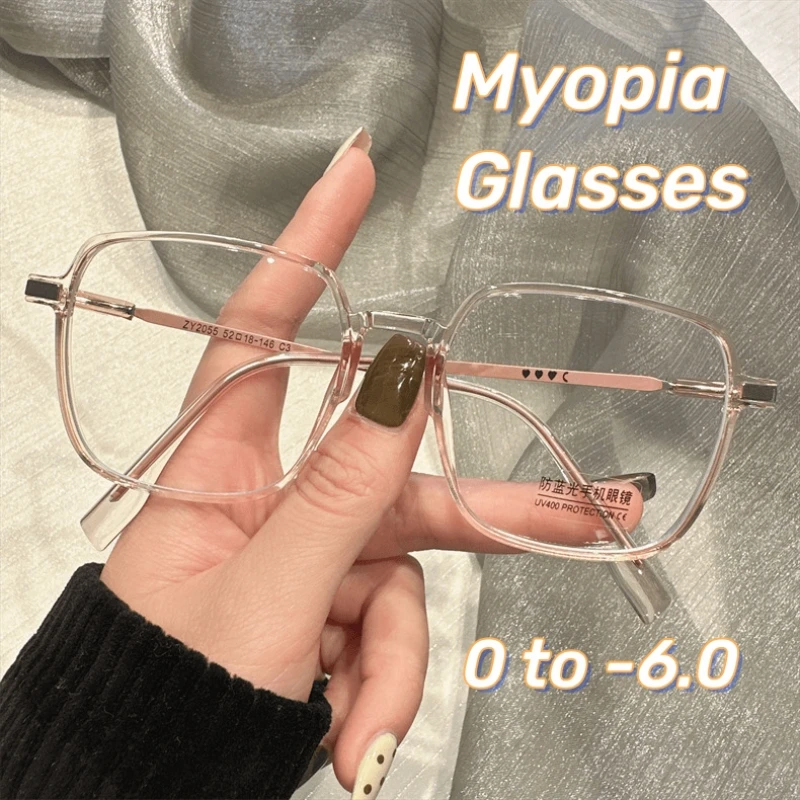 

Retro Square Frame Myopia Finished Glasses Ultra Light Unisex Near Sight Glasses Blue Light Blocking Eye Protection Eyeglasses