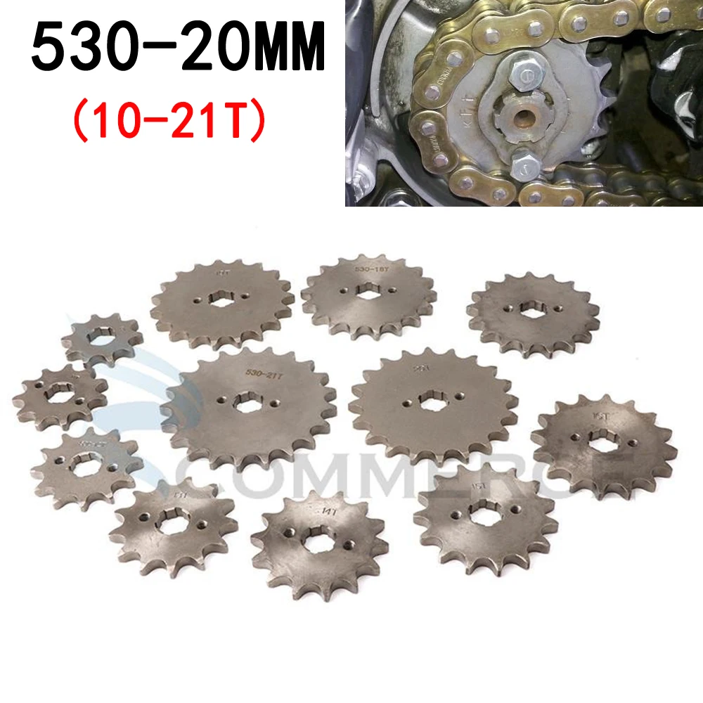 530# 20mm 10 11 12 13 14 15 16 17 18 19 20 21 Teeth Front Engine Sprocket for Dirt Bike Sprocket ATV Quad Buggy Motorcycle