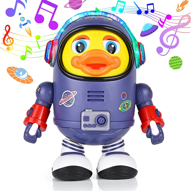 Jouet interactif Musical en forme de canard pour bébé, jouet électrique avec lumières et sons, Robot dansant, éléments de l\'espace, pour