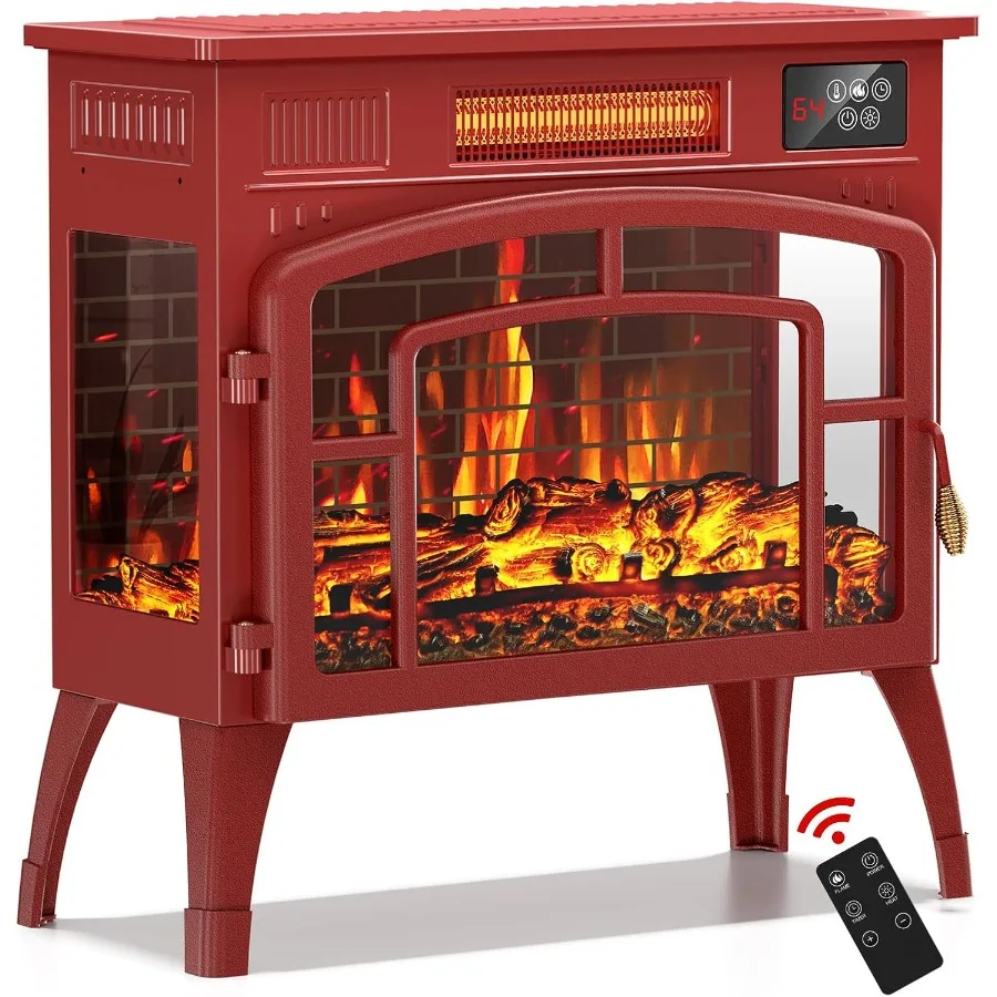 23 Electric Fireplace Stove with 3D Flame Effect and 5 Flame Colors 750/1500W Space Heater with Remote and Timer Energy Saving
