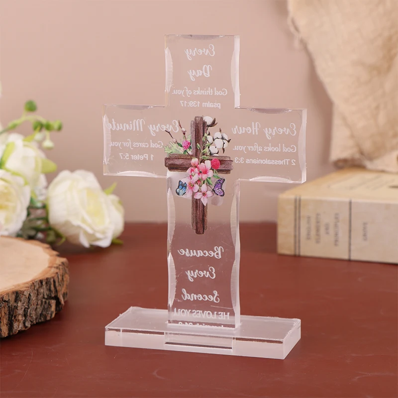 Acrylic Christian Standing Cross Inspirational Gifts With Bible Verse Prayers Religious Scripture Gifts