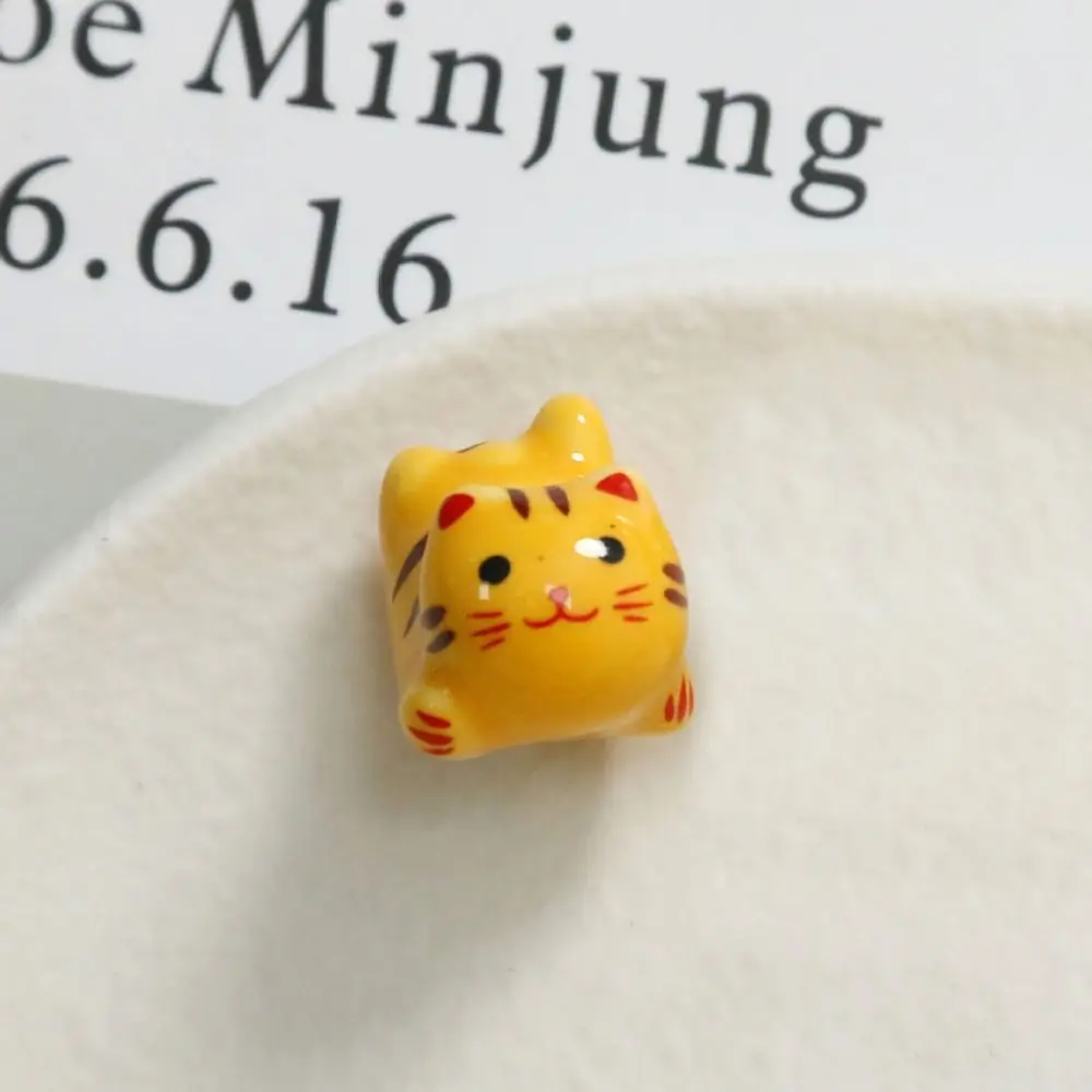 Cuentas de cerámica de gato calicó estilo japonés, hechas a mano, para pulseras DIY y accesorios de joyería, colgante de gato jengibre