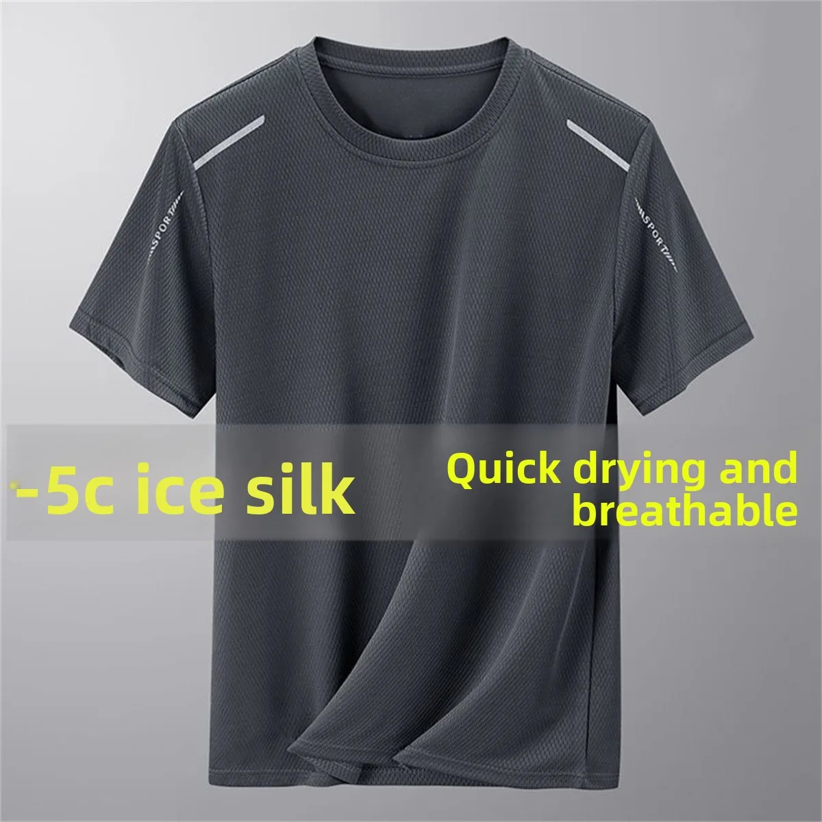 

Ice Silk Thin ort Sve T-irt Men's Summer Breathable Base Layer irt Trendy Youth Polyester Fiber Geometric Pattern