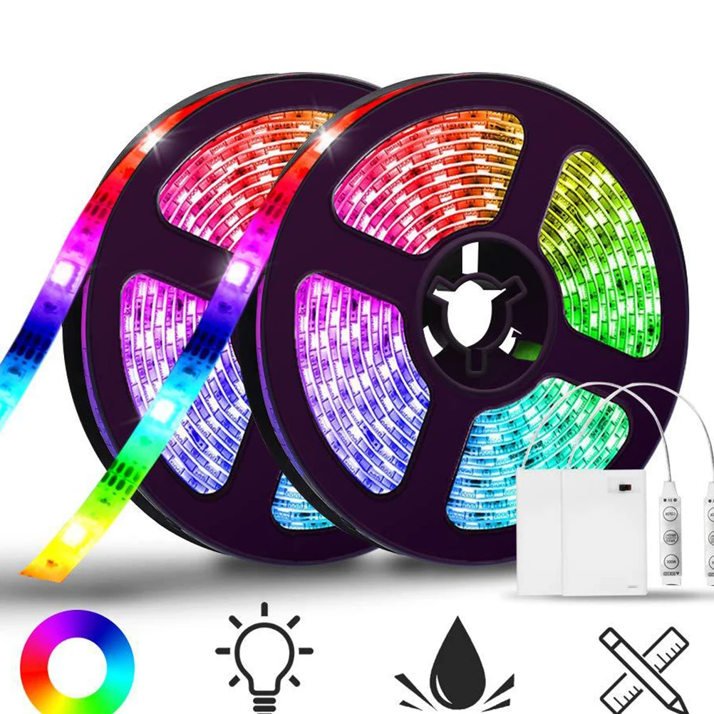Bande lumineuse Led alimentée par 5V, 0.5M, variable, étanche, écologique, avec télécommande, ruban décoratif, pour la maison et le jardin