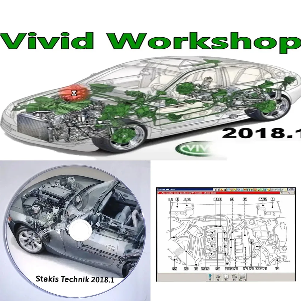 Hot Vivid 2018 Officina DATI Europa Software di riparazione automobilistica + Autodata 3.40 obd2 scanner Strumenti di manutenzione auto multilingue