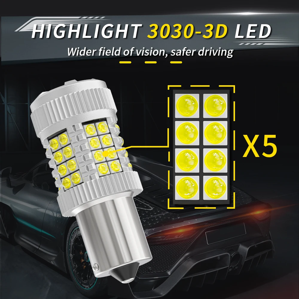 2pcs High Power Canbus LED Lights 1156 BA15S BAU15S PY21W 1157 BAY15D P21/5W Car Tail Signal Lamp Brake Bulbs With Fan 12V White