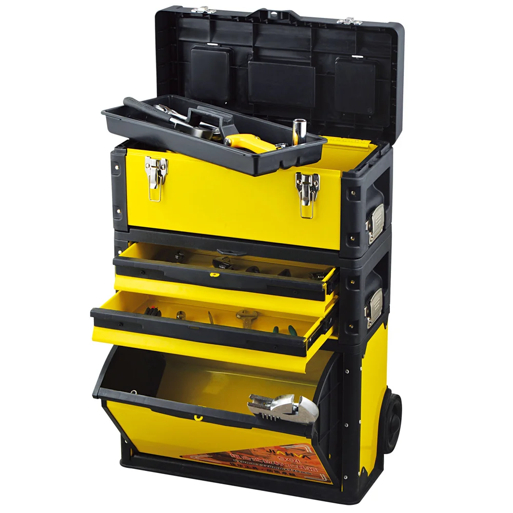 Trolley tool box three-layer combination multifunctional hardware tool box with wheels movable push-pull storage cart