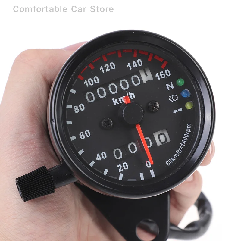 Universal 1pc tragbar. Schwarzes Motorrad Doppel tachometer Kilometer zähler 12V Moto mit LED-Anzeige – Detail 6