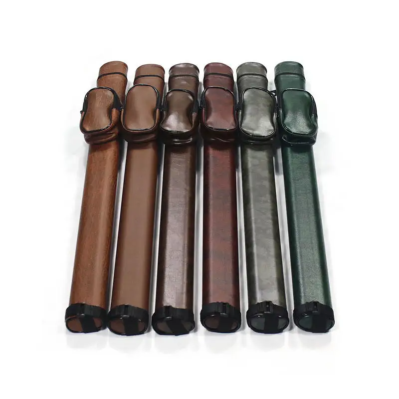 Random colors For Sale Wholesale Price 2 hole Pool Cue Case stick Cue Rod Holding Bag 1B1S 1/2 Billiard Cue Leather Bag