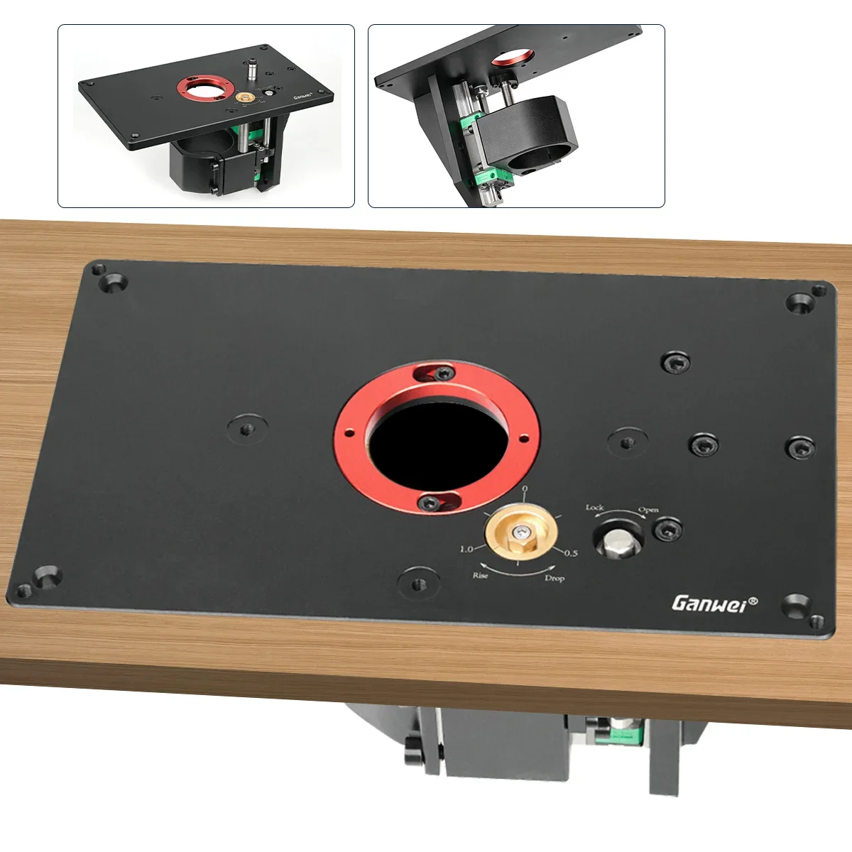 Ganwei Precision Router Lift Router Table Lift System per 65mm Electric Trimming Machine Router durevole Table Plate Insert Tools