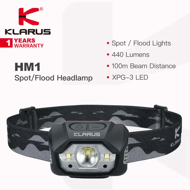 luzes recarregaveis luzes de inundacao farois com sensor de gesto 440 lumens 100m distancia do feixe apto para acampar caminhadas klarus hm1 01