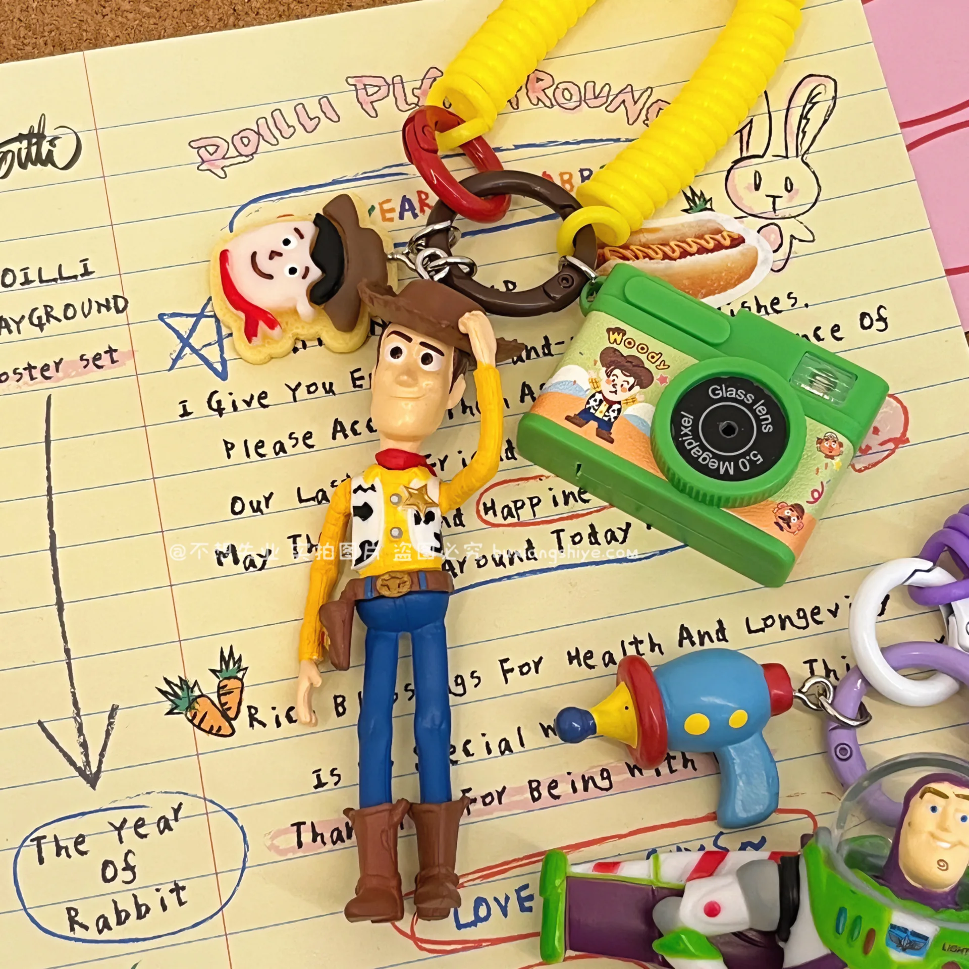 

Toy Story Mini Camera Keychain - Cute Woody & Buzz Car Keyring / Bag Charm