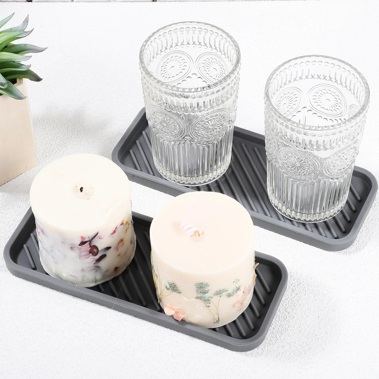 

2Pcs Silicone Soap Box Sponge Holder Kitchen Sink Organizer Draining Mat Bathroom Tray Brush Holder Sink Organizer