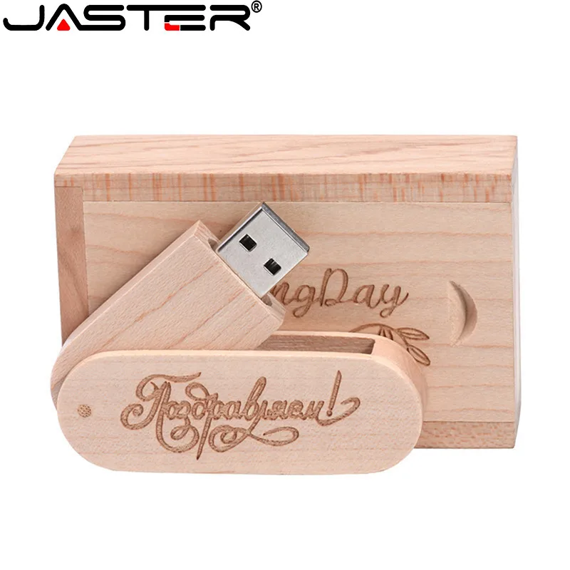 Drewniany pendrive 64GB Bezpłatne niestandardowe LOGO USB 2.0 32GB Pendrive Maple 16GB Memory Stick Walnut 8GB BOX+ U Disk Prezenty ślubne