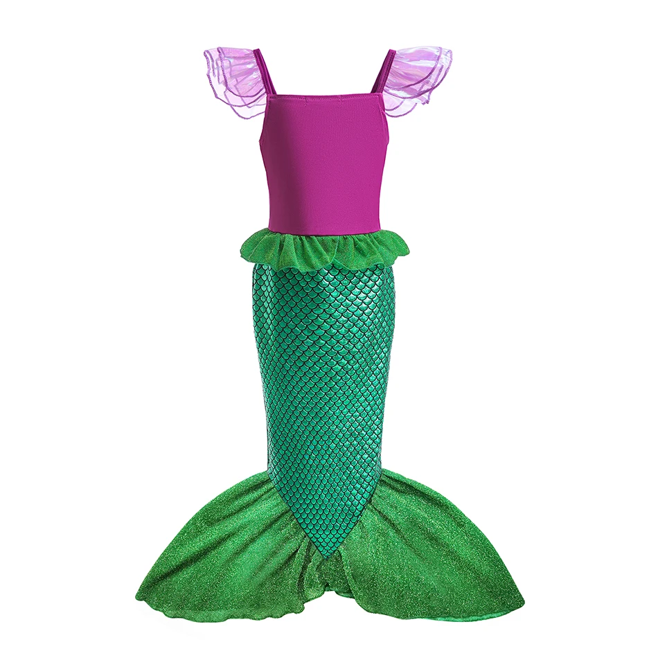 Disney Mermaid Ariel Princess Dress Kids Costume For Girls Cosplay Children Carnival Birthday Party Clothes Little Mermaid Dress