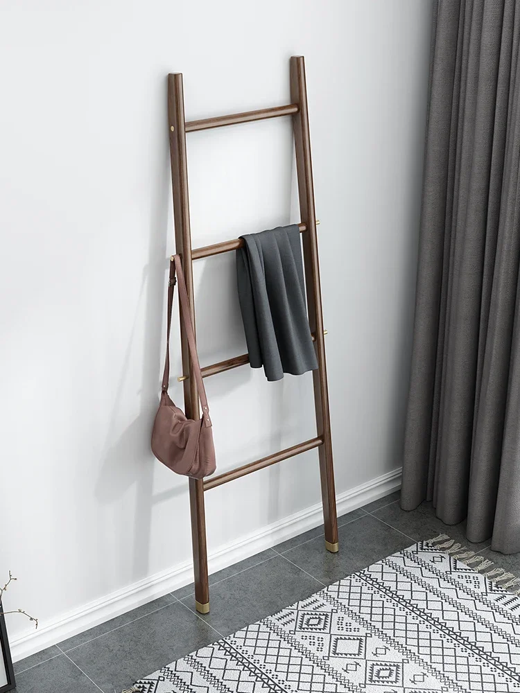 

All solid wood, ash wood, Nordic simple solid wood ladder rack, floor to ceiling coat rack, hanging hanger, bathroom towel rack