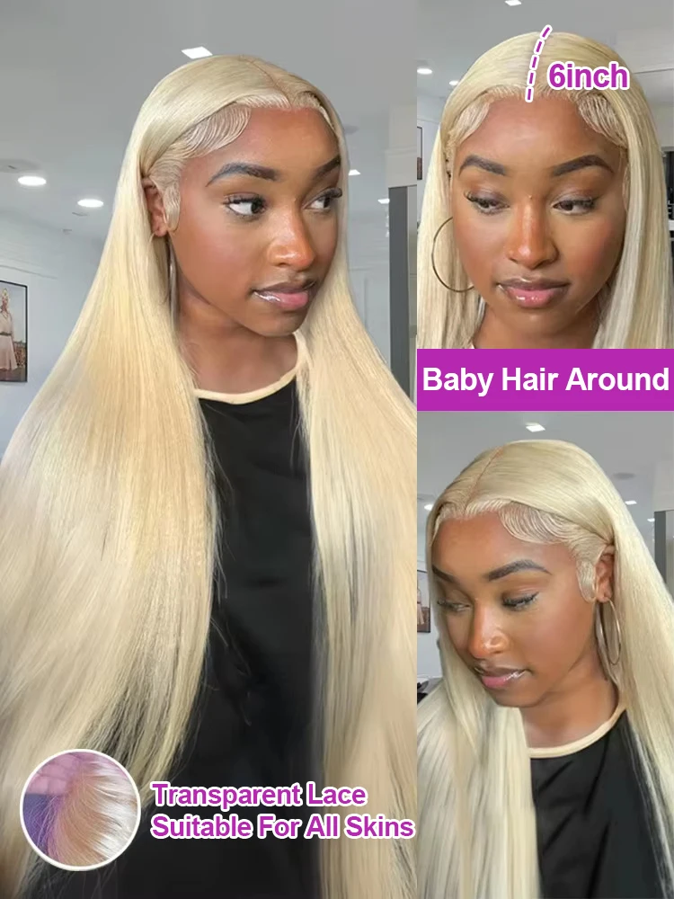 40 Inch Blonde 613 Straight 13x6 Lace Frontal Wigs HD 613 Colored Lace Front Human Hair Wigs For Women Prepucked Human Hair Wig