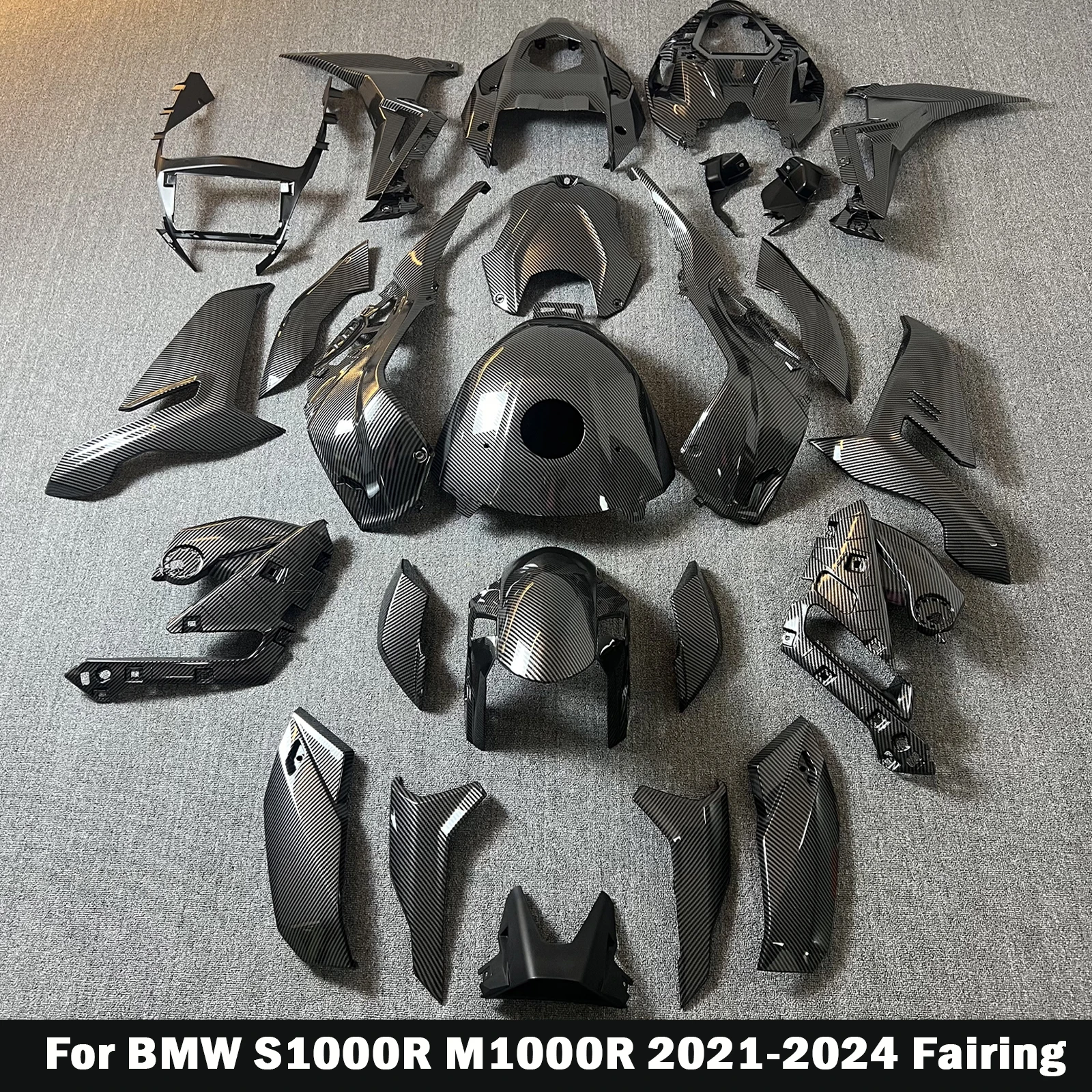 Per BMW S1000R 2021-2024 Accessori carenatura Kit pannello carene complete Stampaggio ad iniezione plastica ABS di qualità superiore Nero carbonio