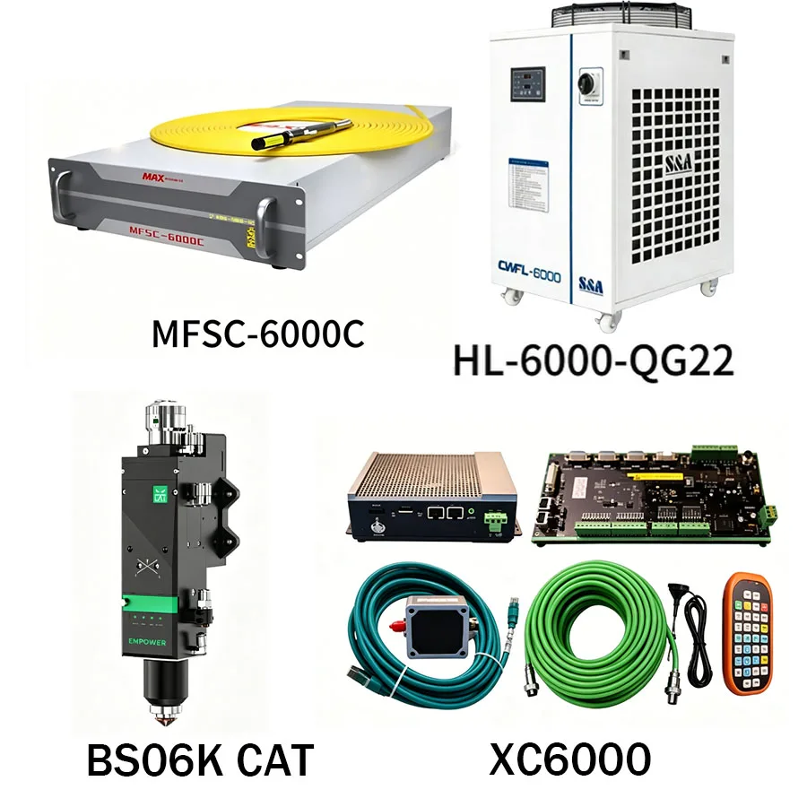 Raytools XC6000 laser cutting system BS06K-CAT intelligent cutting head RFL-C6000S-CE laser HL-6000-QG22 chiller