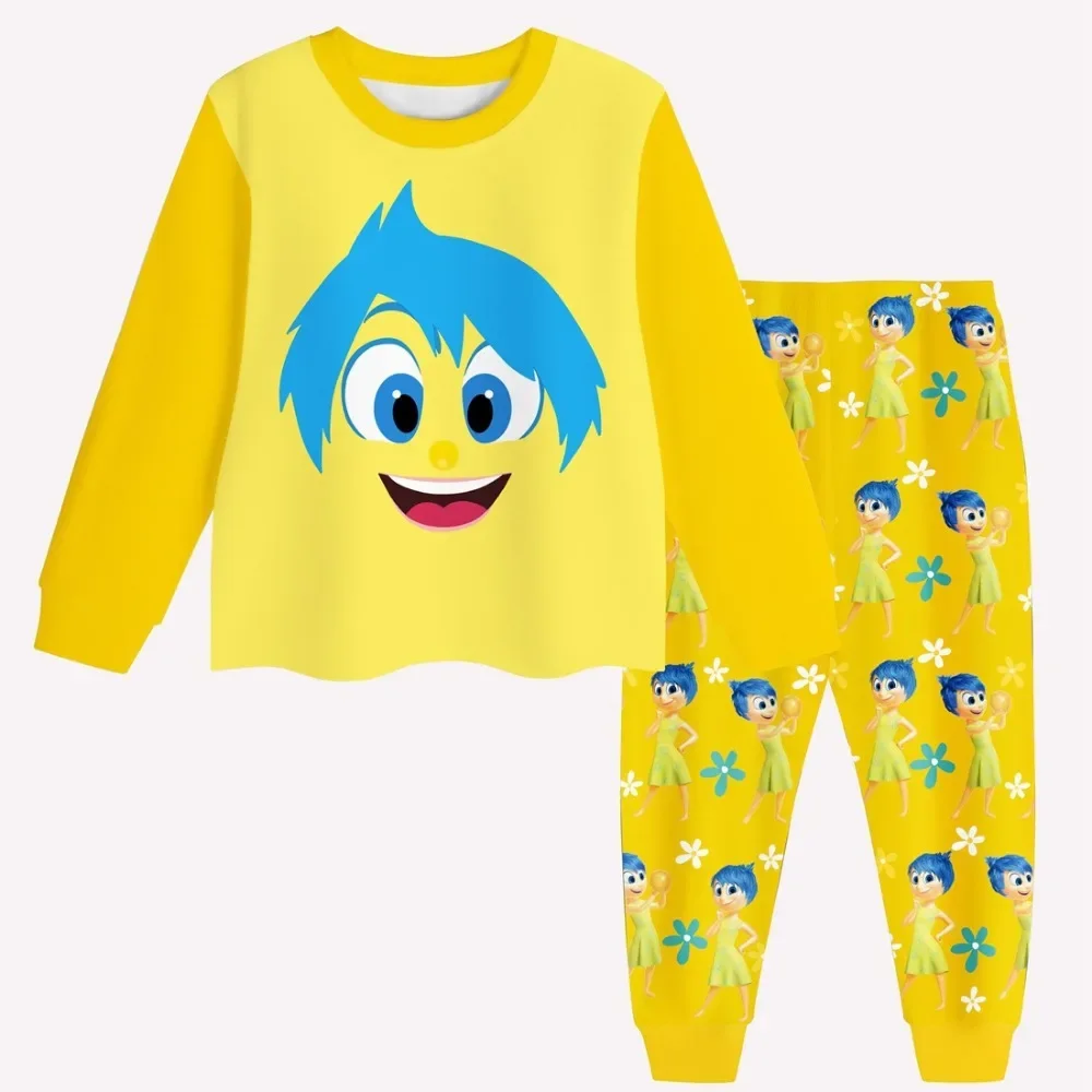 Christmas Inside Out 2 Long Sleeved Boys Pajamas Anime Figure Joy Anxiety Anger Sadness Fear Children Nightwear Kawaii Kids Gift