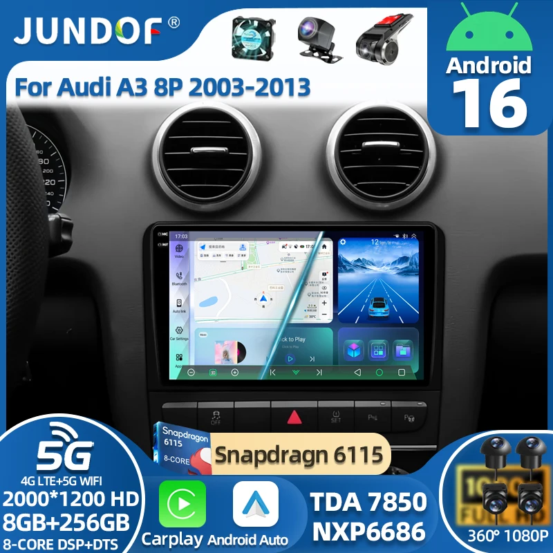 

Android 16 Carplay Auto Car Radio For Audi A3 8P 2003-2013 2din Multimedia Player GPS Navigation Audio Stereo DSP 360 Camera 4G