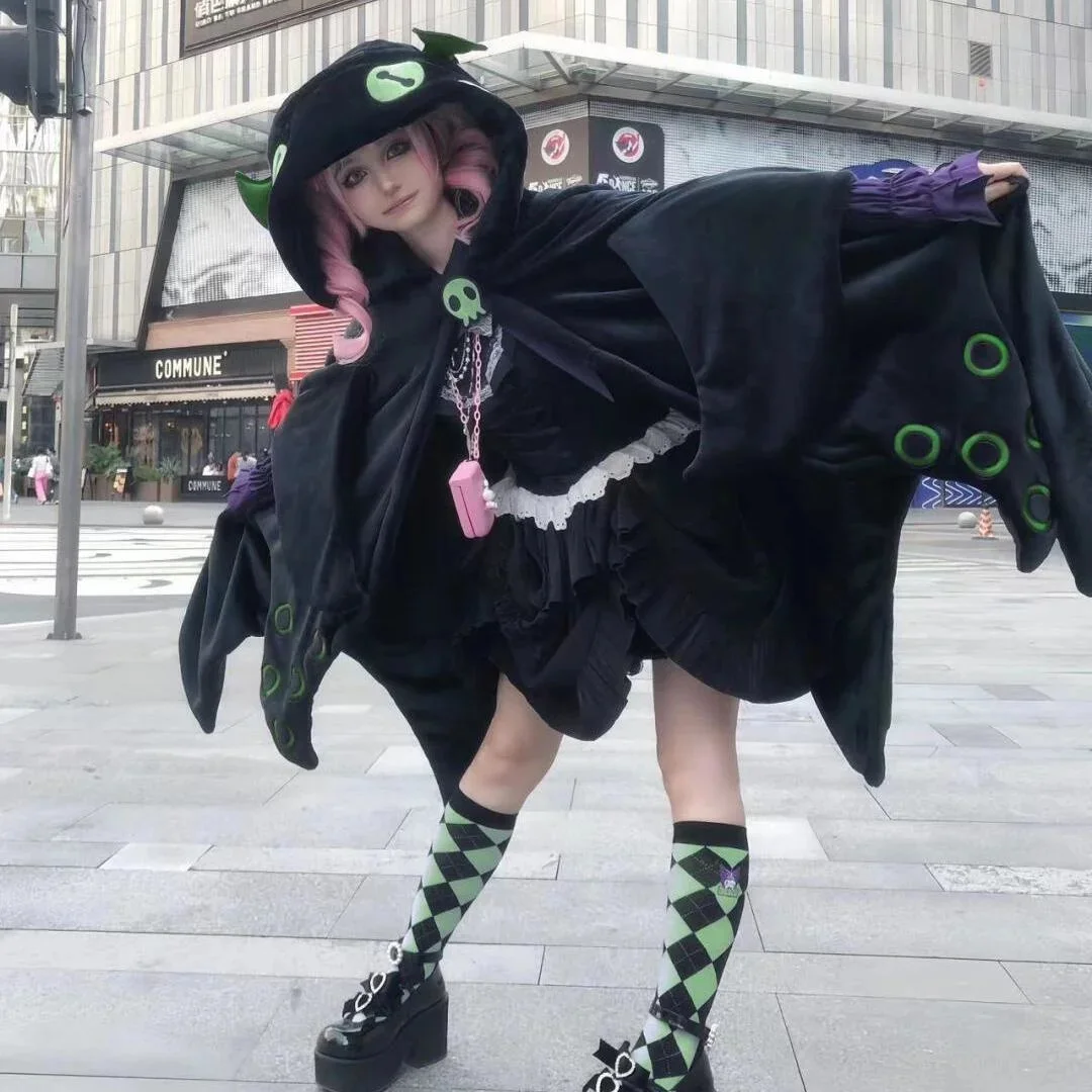 Krul Octopus Cape Plush Pajamas Kawaii Cartoon Y2k Anime Cloak Cosplay  Costume Halloween Adults Winter Sleepwear Blanket Cape