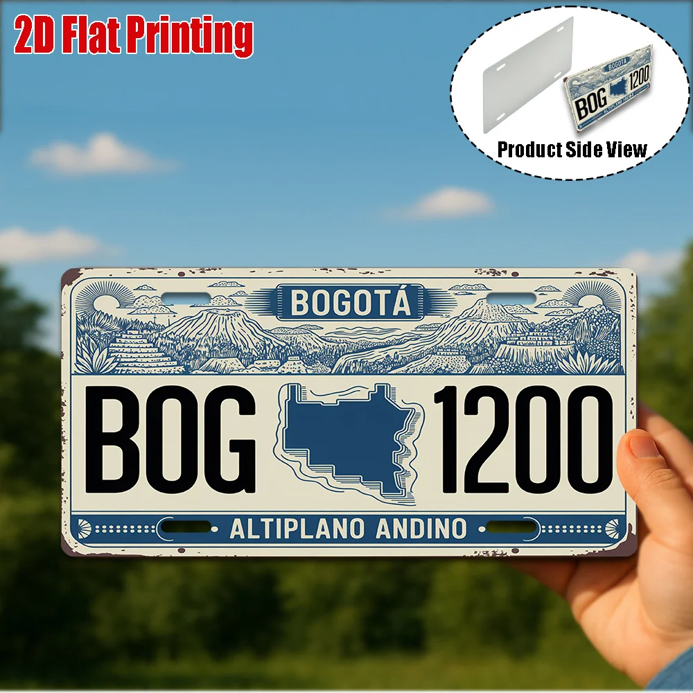AL Sign - Vintage Durable Metal Plaque Wall Decor, Bogotá BOG 1200 Altiplano Andino License Plate Home Office Bar Man Cave Wall