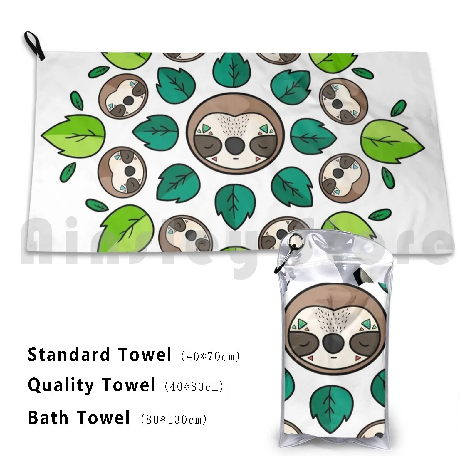 Mandala perezoso toalla personalizada Toalla de baño Mandala perezoso Perezoso perezoso lindo Kawaii hombre chica Vector Geek étnico