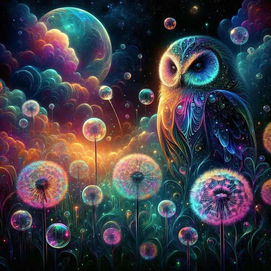 1 piece, 5D, DIY, round diamond painting kit, colorful owl, dream dandelion mosaic, diamond art, home decoration
