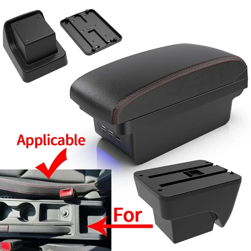 For SEAT ARONA car armrest modification multifunctional double-layer storage box with USB charging easy to install car accessori