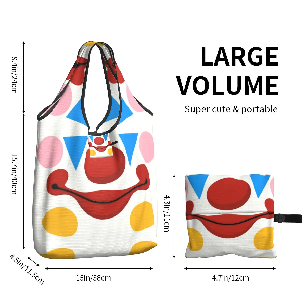 Mode Grappig Circus Clown Winkelen Draagtassen Draagbare Halloween Grimas Partij Boodschappen Schouder Shopper Tas