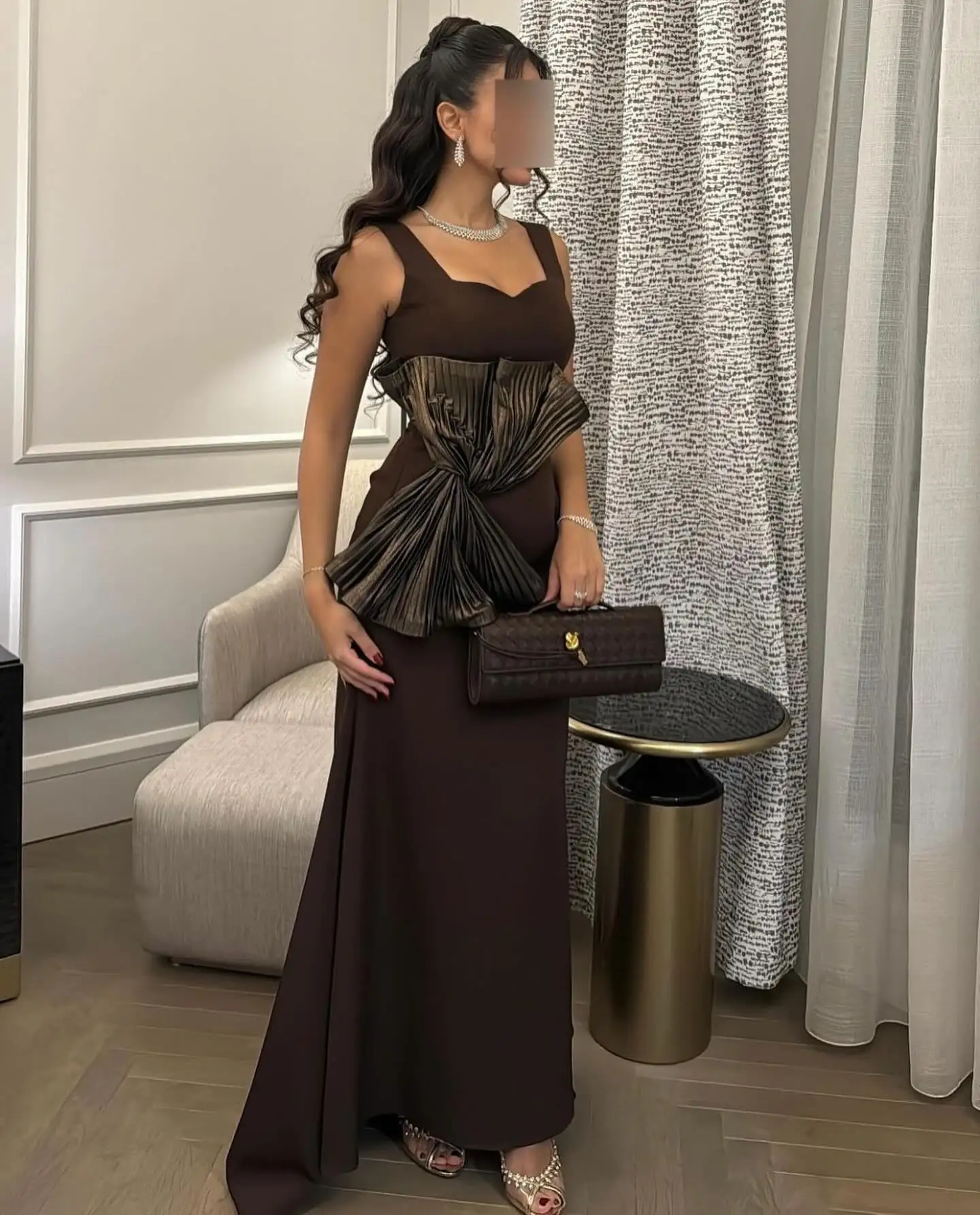 

Customized Jersey Straight Cap Sleeve Draped Evening Dress Strapless Floor Length Sleeveless Panel Train Vestidos de fiesta