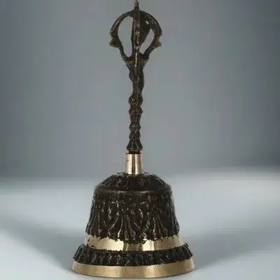 

Copper Handbell High Durability Metal Tabletop Bell Decor for Buddhism Practice Elegant Handle Hand Bell Party Atmosphere