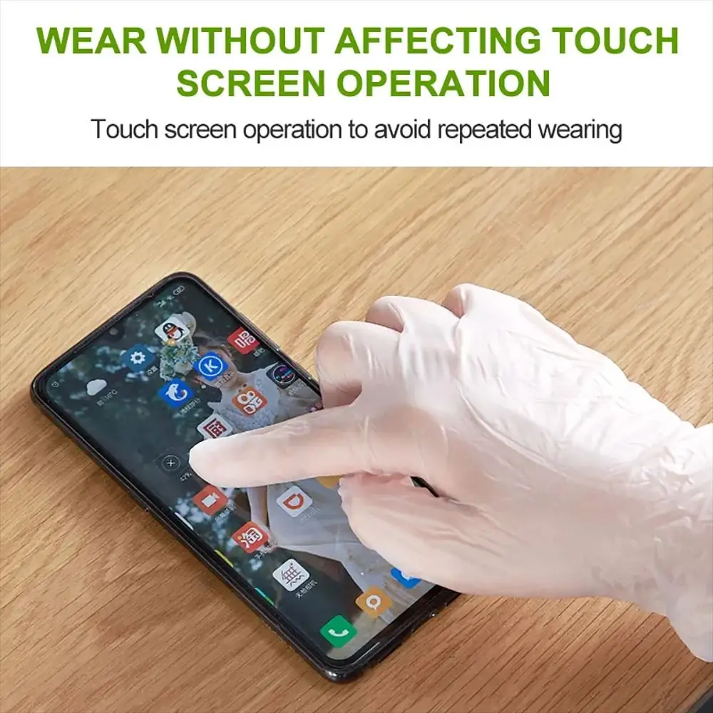 100Pcs Household Acid Work Safety Disposable Gloves Food Grade Transparent Cleaning Gloves Non-Slip TPE Latex Free Gloves