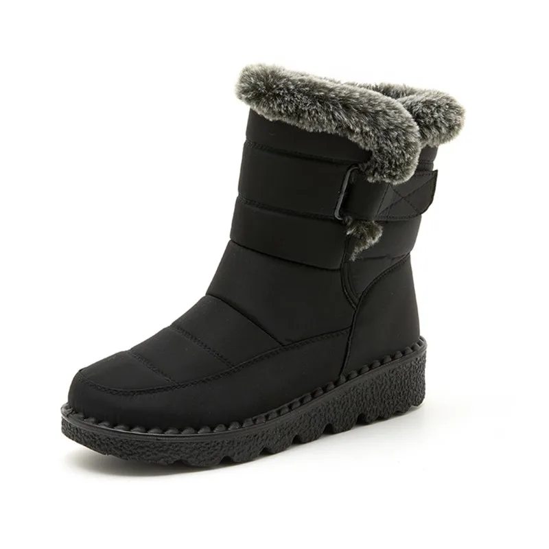 2023 New Women Waterproof Snow Boots Winter Warm Rabbit Fur Ankle Boots Female Platform Non Slip Cotton Padded Shoes Woman 35-44