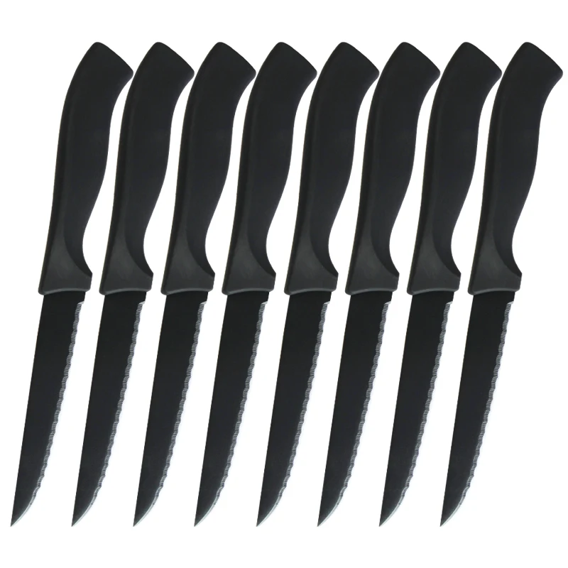 Table Knife Set  4/6/8Pcs Black Matte Comfort Handle Paring Knives German Stainless Steel Serrated Non Stick Steak Knives Set