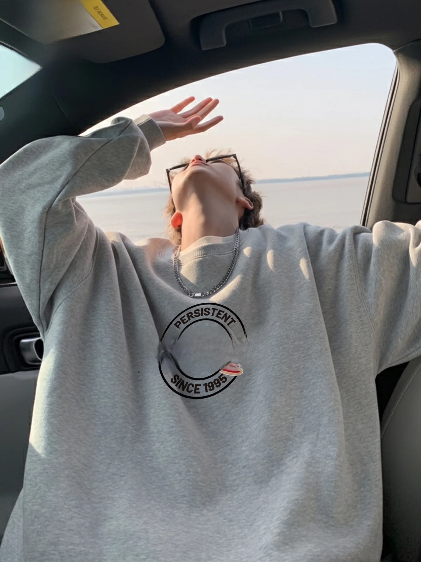 

Мужской свободный свитшот с длинными рукавами и круглым вырезом, модный американский стиль, с принтом, из смеси хлопка и полиэстера, весенняя коллекция