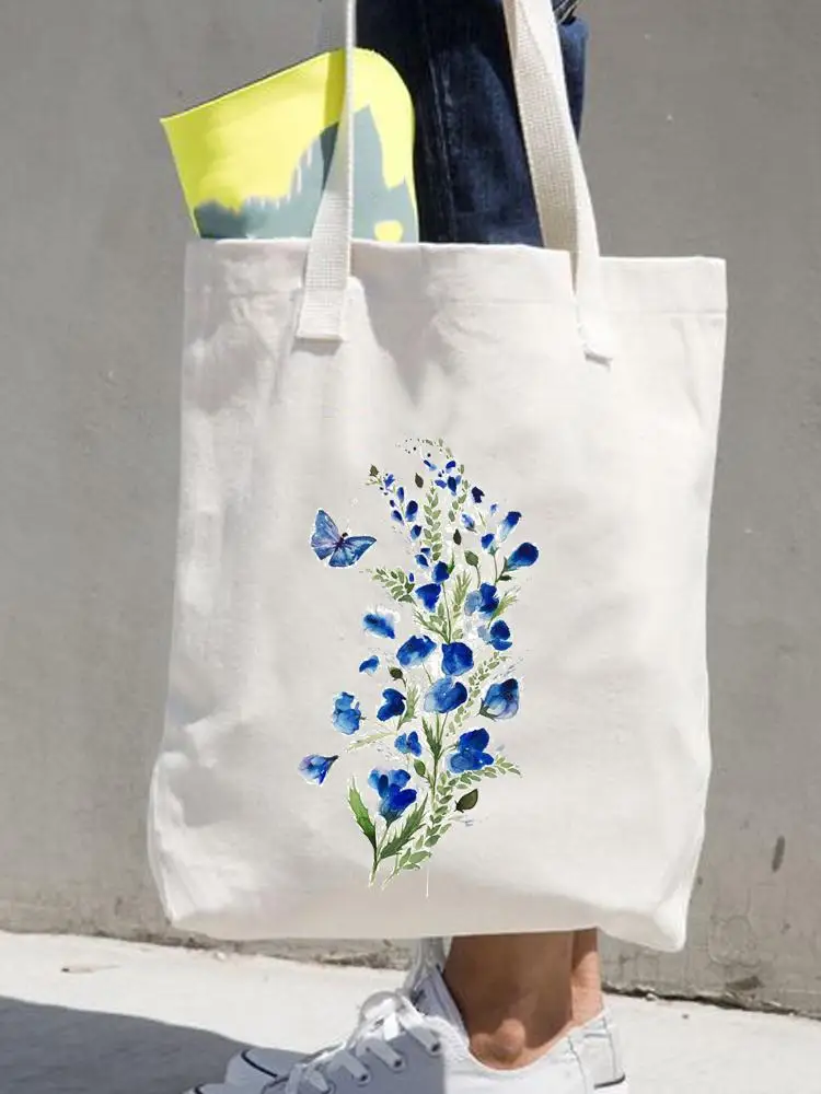 Women Print Shopper Casual Shopping Handbags Female Shoulder Fashion 90s Style Flower Floral Girls Graphic Canvas Tote Bag