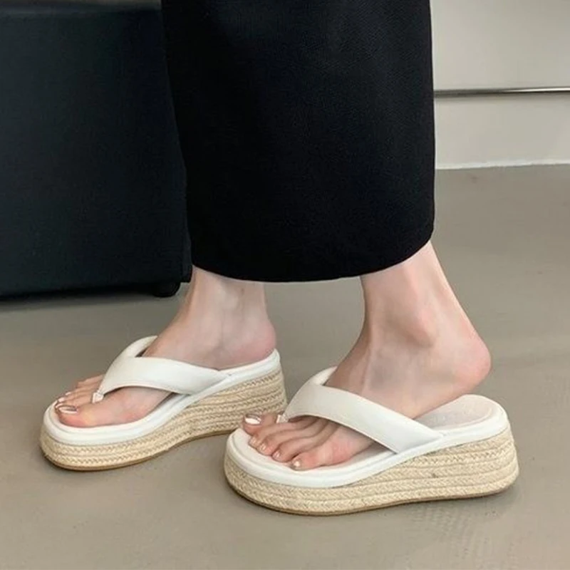 

Women Clip Toe Slippers Trend Flip Flops Wedges Sandals Summer Shoes 2026 Walking Casual Beach Shoes High Heels Slides De Mujer