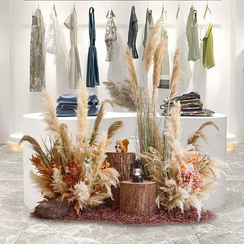 Simulation reed landscaping clothing store fake green plant indoor advanced bionic flower ornament