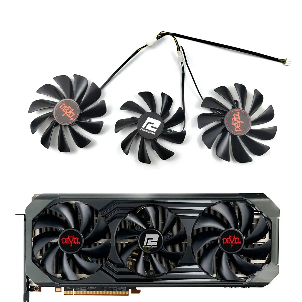 

DIY For POWERCOOLOR Radeon RX6700XT 6750 6750XT 6800 6800XT 6900XT 6950XT Red Devil OC Graphics Card Replacement Fan