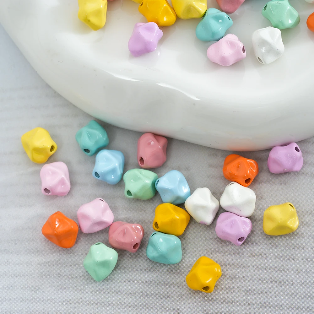 10pcs 7mm Bead Baking Paint Effect Alloy Rock Shape for DIY Jewelry Findings Beads Connectors Phone Chain Keychain Accessories