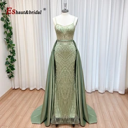 Elegant Mermaid Beads Evening Dress for Women with Detachable Skirt 2024 Luxury Long Formal Prom Wedding Party Gowns Customized