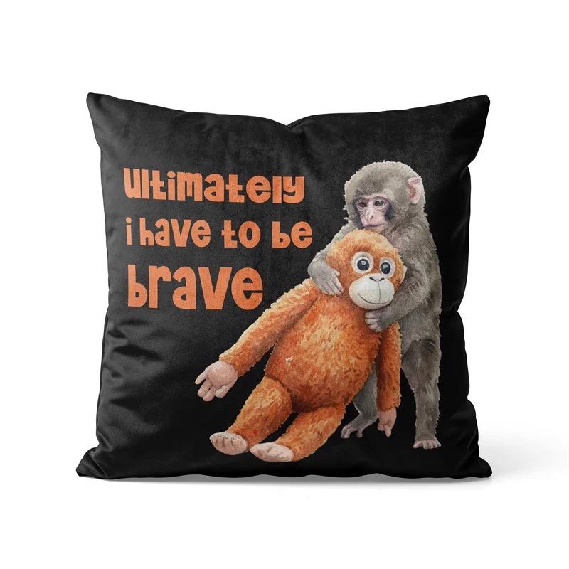 Gaslight Gatekeep Girlboss Punch Baby Monkey Pillow Cover Emotional Plush Monkey Design Cushion Case