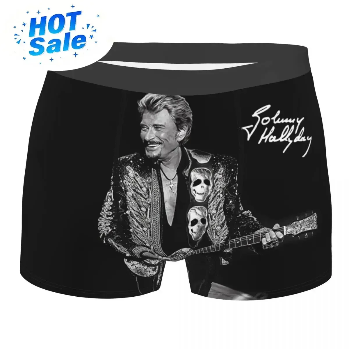Custom Male Fashion Johnny Hallyday Underwear French Singer Rock Music Boxer Briefs Soft Shorts Panties Underpants