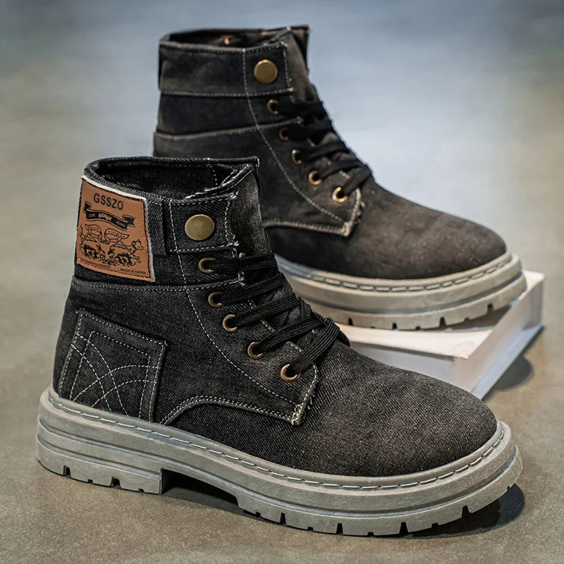 أحذية رجالية عصرية من قماش الدنيم كاجوال ومتعددة الاستخدامات، أحذية غربية رياضية عصرية للاستخدام في الهواء الطلق #2