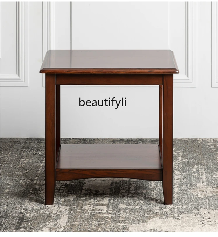 

American Living Room Furniture Solid Wood Side Table Sofa Corner Table Balcony Small Square Table Simple Side Cabinet